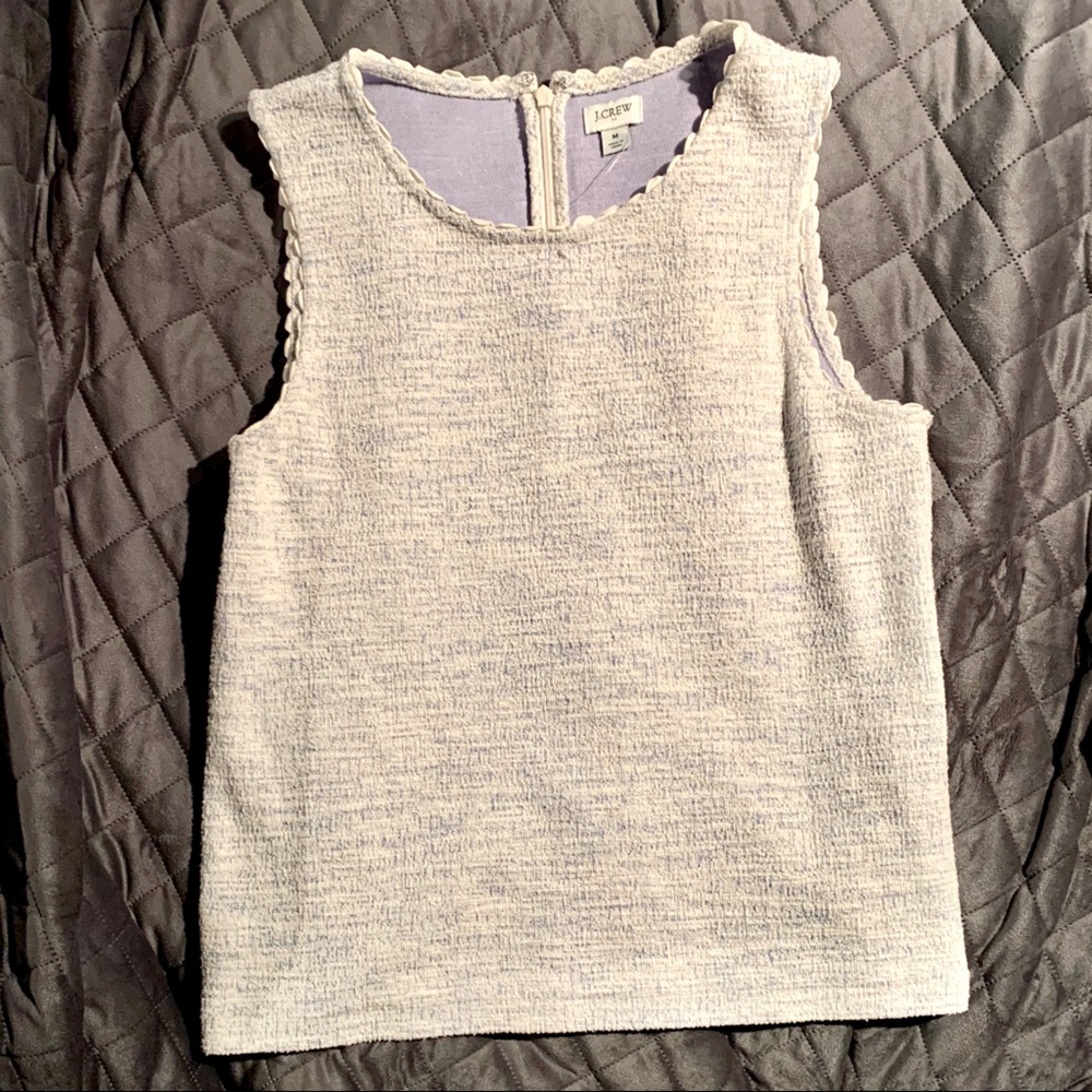 JCREW⚪️🔵Multi Textured Knit Top with Scallop Trim